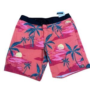 BillaBong Recycler Sundays Pro Men Board Shorts Size 34 Tropical Sunset Beach